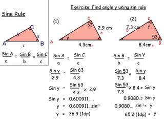 Sin Cos Inner Rule Cosine and sine_rule | PPT