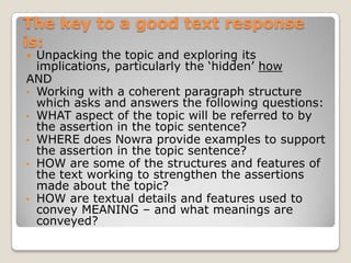 The startling differences between the worlds encapsulated in the previous clips make us aware of some of the ironic juxtapositions in Cosi.The squalor and despair of the asylum and the burnt out theatre is juxtaposed against the splendour of grand opera.The betrayals in the opera parallel the betrayals in the play.The ‘madness’ of the Vietnam war is implicitly compared with the chaos in the asylum (note the operatic music accompanying the helicopter assault – and Nowra refers to Wagner’s music in Cosi. Is there any significance in this?)Theseironic juxtapositions and parallels show HOW Nowra conveys some of his ideas.