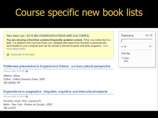 Course specific new book lists
 