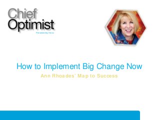 Presented by Xerox

How to Implement Big Change Now
Ann Rhoades’ Map to Success

 