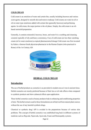 Formulation and evaluation of Herbal cold cream - COSMECEUTICALS | PDF