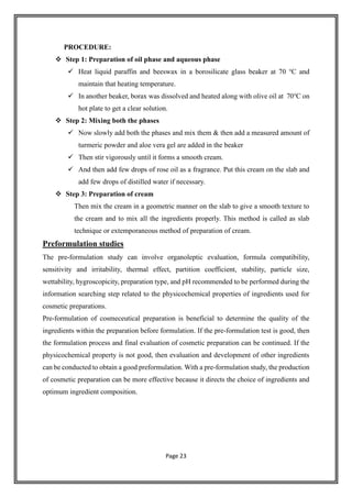 Formulation and evaluation of Herbal cold cream - COSMECEUTICALS | PDF