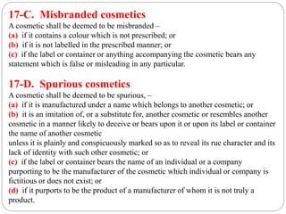 Misbranded Regulatory provision related to manufacture of cosmetic | PPTX