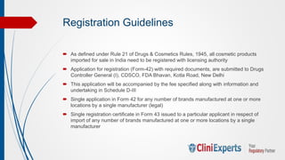 Cosmetic Regulations , Registration and Import Registration in India