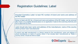 Cosmetic Regulations , Registration and Import Registration in India