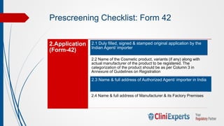Cosmetic Regulations , Registration and Import Registration in India