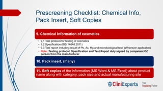 Cosmetic Regulations , Registration and Import Registration in India