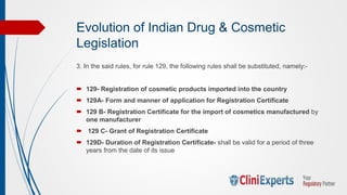 Cosmetic Regulations , Registration and Import Registration in India