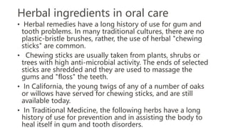 cosmetics herbal ingredients used in skin and oral care | PPTX