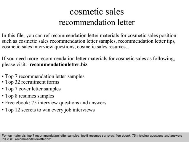 Cosmetics sales resume sample