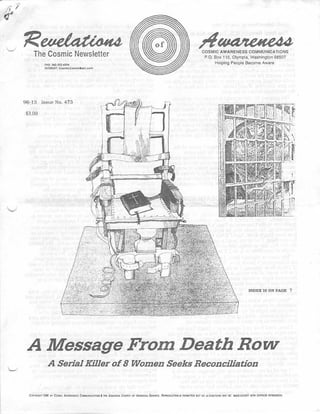 Cosmic Awareness 1996-13: A Message From Death Row (A Serial Killer of 8 Women Seeks Reconc