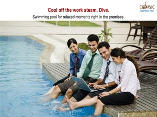 Cool off the work steam. Dive.
Swimming pool for relaxed moments right in the premises.
 