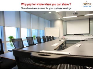 Why pay for whole when you can share ?
Shared conference rooms for your business meetings
 