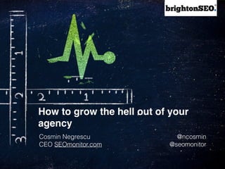 How to grow the hell out of your
agency
Cosmin Negrescu
CEO SEOmonitor.com
@ncosmin
@seomonitor
 