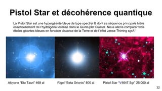 H3+
Le H3+ “Trihydrogène” est l’ion le plus abondant dans le milieu interstellaire. C’est la plus simple
molécule triatomique formant un triangle équilatéral entres protons. Également H3+ serait responsable
formation eau. Essentiel en gravité quantique.
32
 