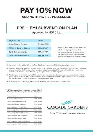 Cosmos Cascade Gardens - Pre EMI Subvention Plan