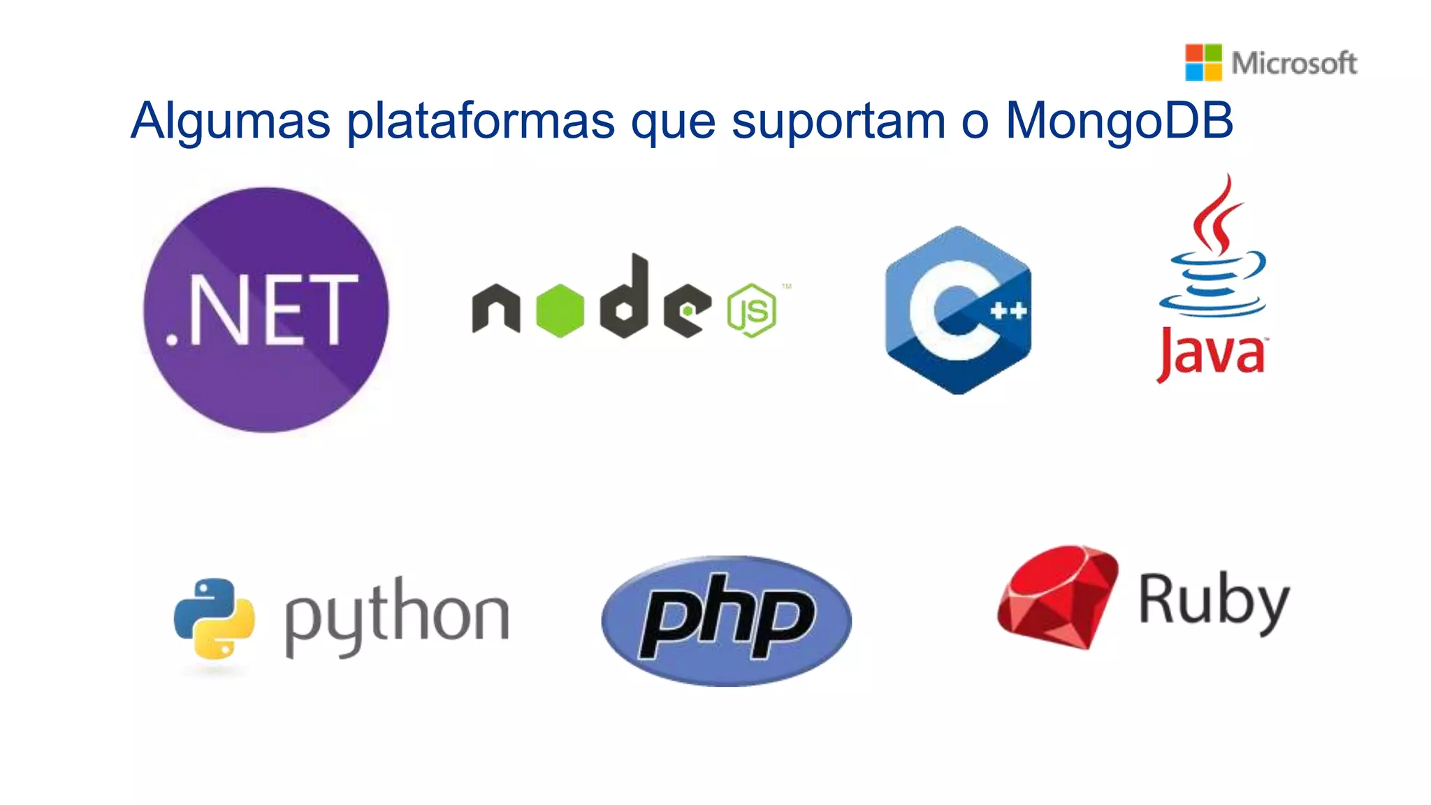 Algumas plataformas que suportam o MongoDB
 
