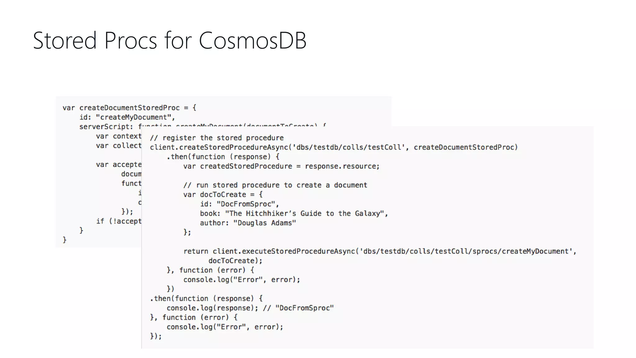 Stored Procs for CosmosDB 