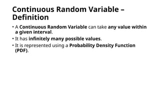 Continuous Random Variable Theory presentation | PPTX