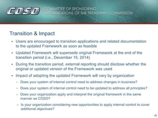 33
Transition & Impact
• Users are encouraged to transition applications and related documentation
to the updated Framewor...
