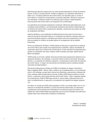 Control Interno - Marco Integrado .- Coso 2013 resumen-ejecutivo | PDF
