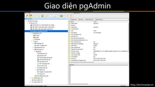 http://techmaster.vn
Giao diện pgAdmin
 