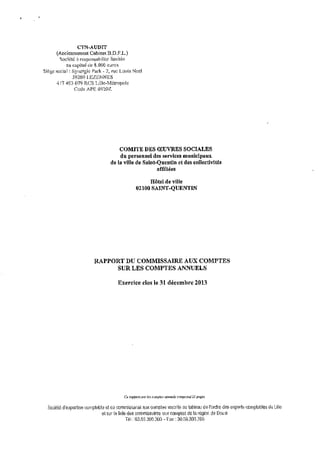 Rapport Commissaire aux comptes COS SAINT QUENTIN  comptes 2013.compressed