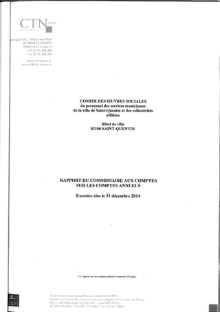Rapport commissaire aux comptes Cos saint quentin comptes 2014