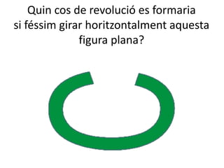 Quin cos de revolució es formaria
si féssim girar horitzontalment aquesta
figura plana?
 