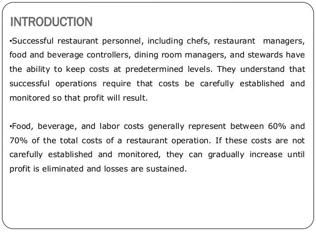 Abstract control cost hospitality thesis