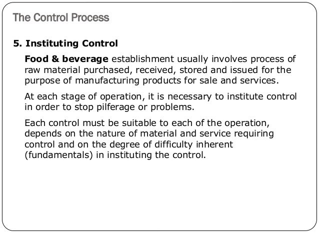 Food and Beverage Cost Control