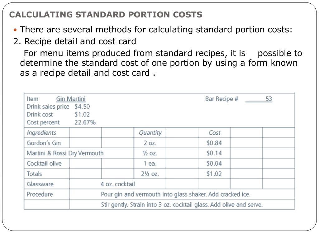 Food and Beverage Cost Control