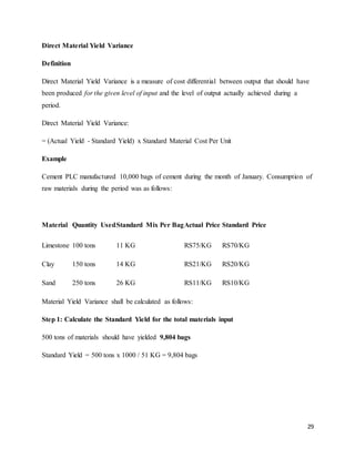 STANDARD COSTING-DETAILED ANALYSIS OF MATERIAL VARIANCE | DOCX