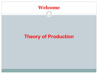 Welcome
Theory of Production
 