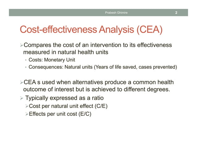 COST EFFECTIVENESS ANALYSIS EXAMPLE HEALTH CARE visual data 8