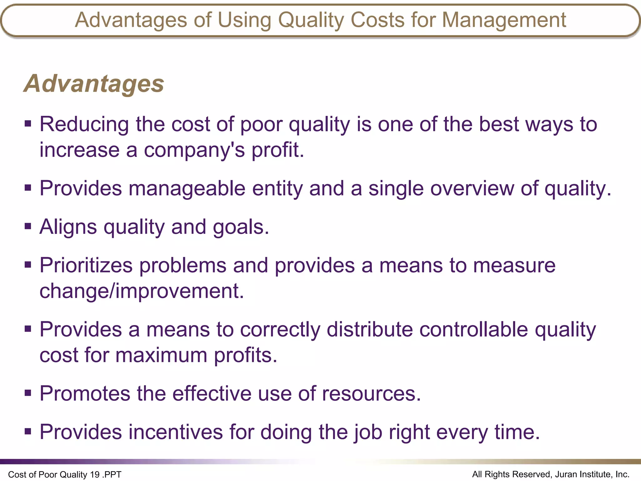 Cost ofpoorquality juran institute PPT
