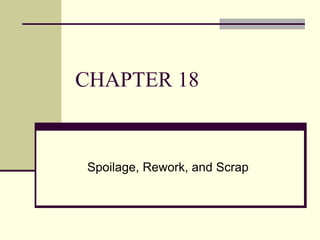 CHAPTER 18
Spoilage, Rework, and Scrap
 