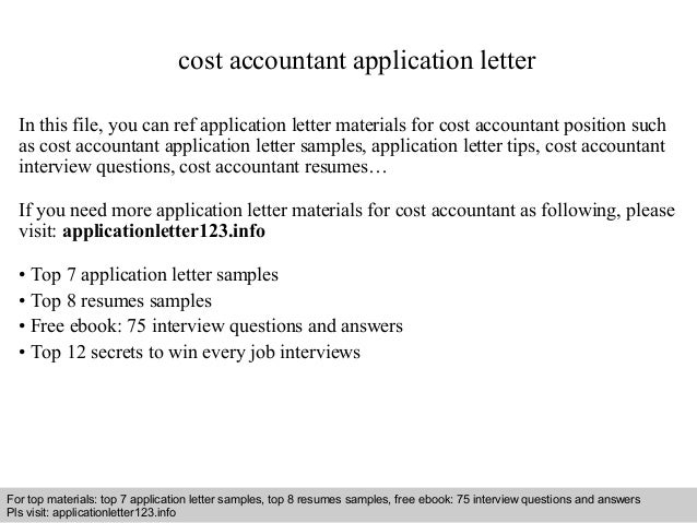 Cost Accountant Application Letter
