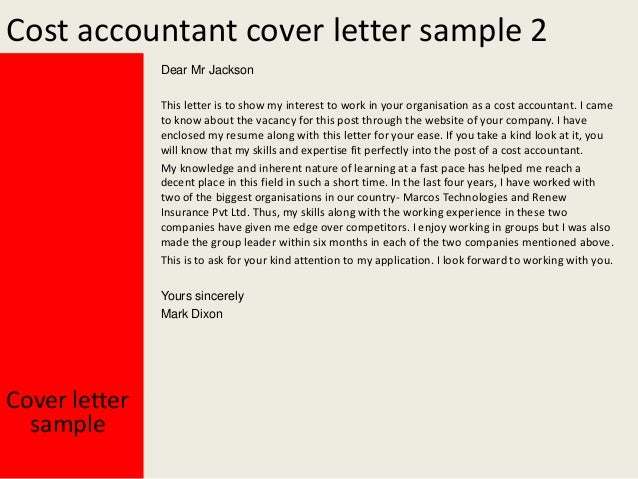 cost accountant cover letter