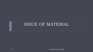 ISSUE OF MATERIAL
Mr. John Pradeep K, KJSOM
32
 