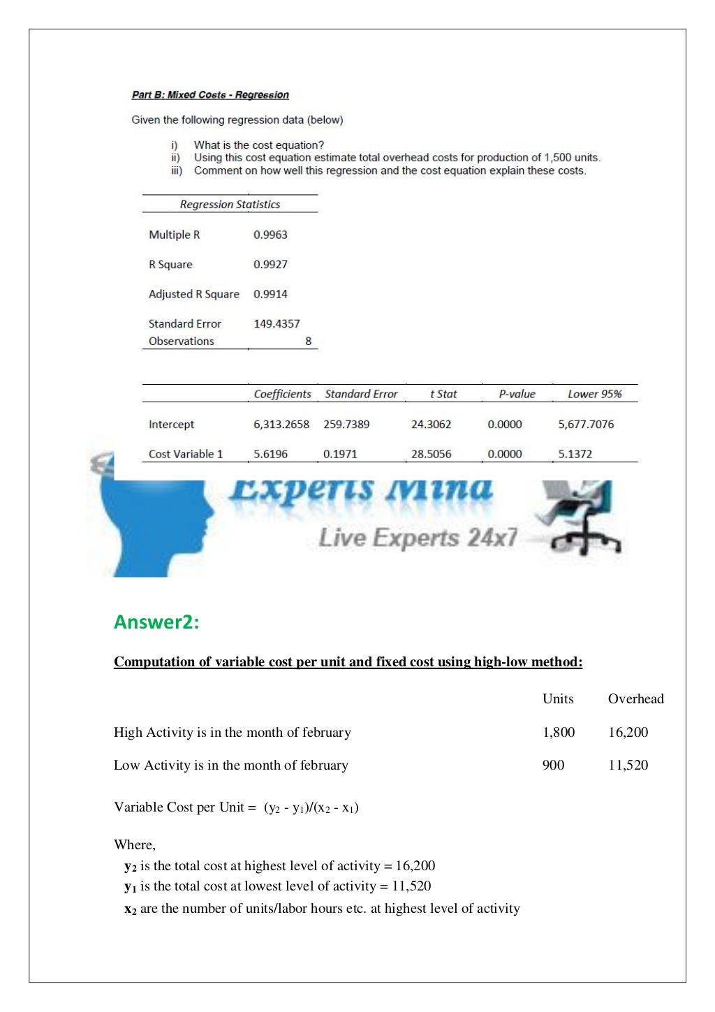 cost accounting assignment help