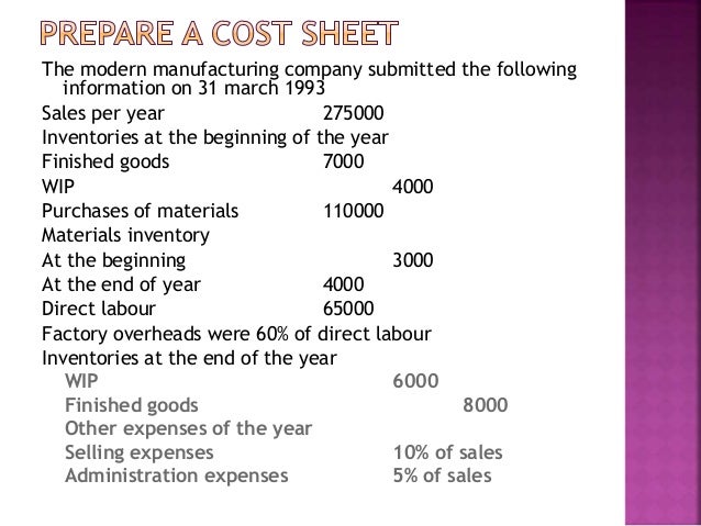 cost accounting bba fri cost accounting formulas sheet