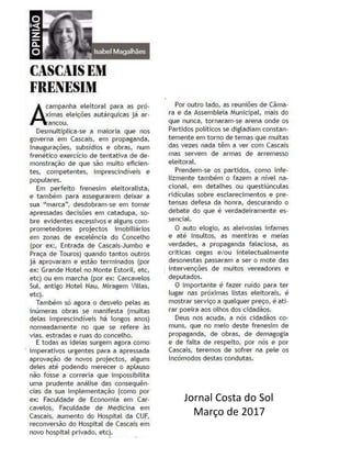 Jornal Costa do Sol
Março de 2017
 