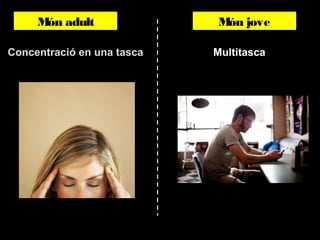 Món adult
Concentració en una tasca

Món jove
Multitasca

 