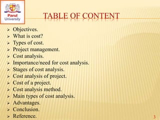 Cost analysis of Project | PPTX