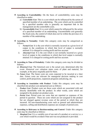 Cost and management accounting (2015 16) unit 1 | PDF