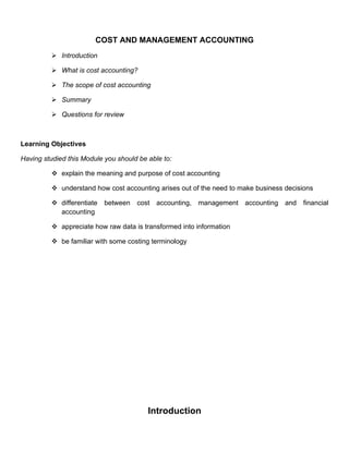 Cost and management accounting doc notes