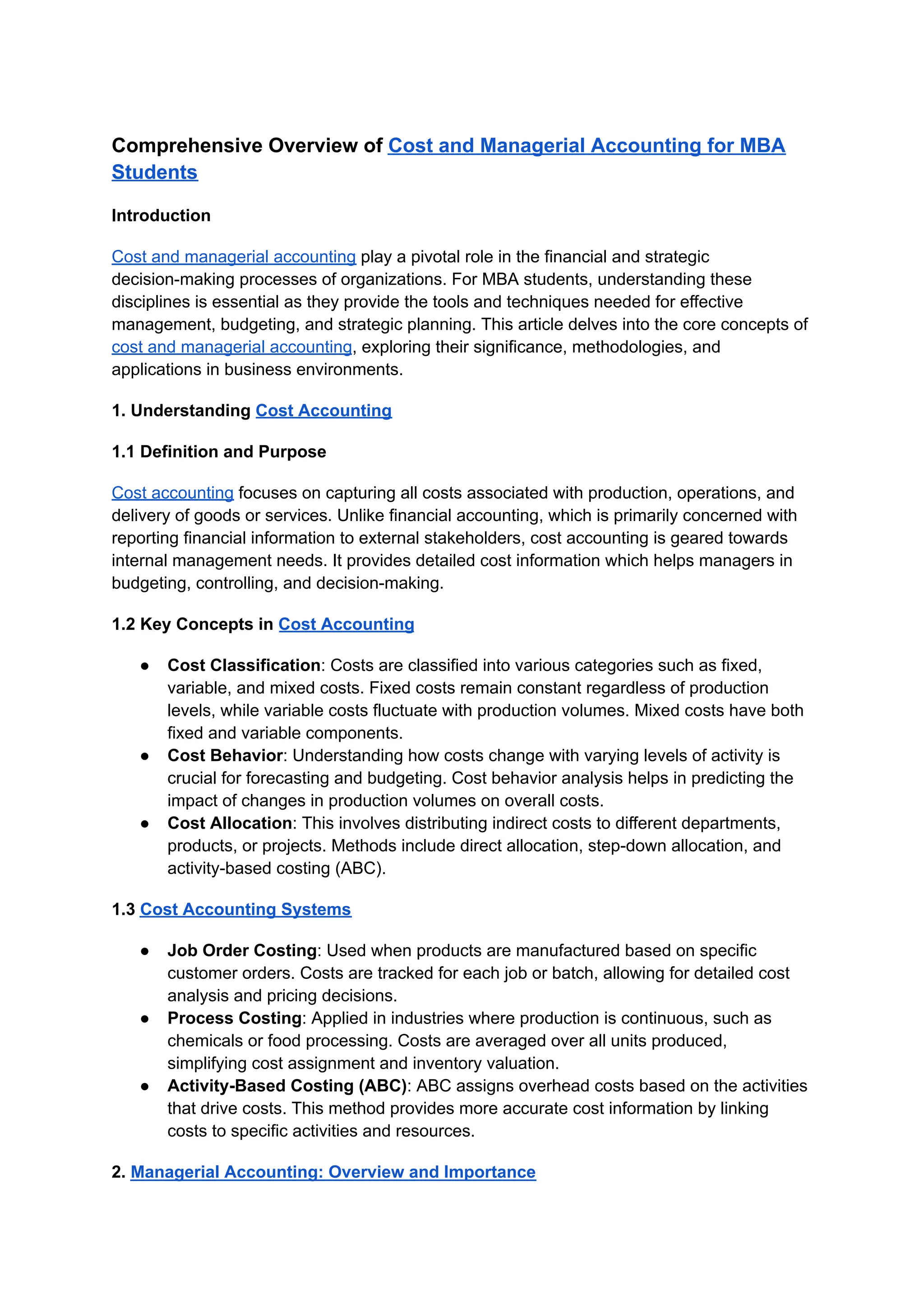 What Is Cost And Managerial Accounting