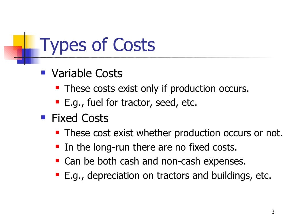 Cost and revenue