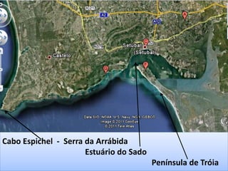 Cabo Espichel - Serra da Arrábida
Estuário do Sado
Península de Tróia
 